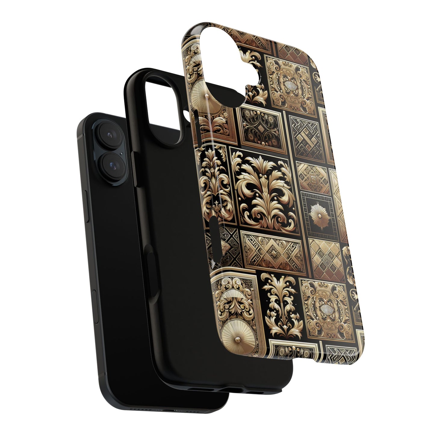 pattern image 4 vibrant 3d phone case for anime and comic fans with baroque gold ornate design compatible with iphone 13, 14, 15 & 16 – all models including pro, pro max & plus