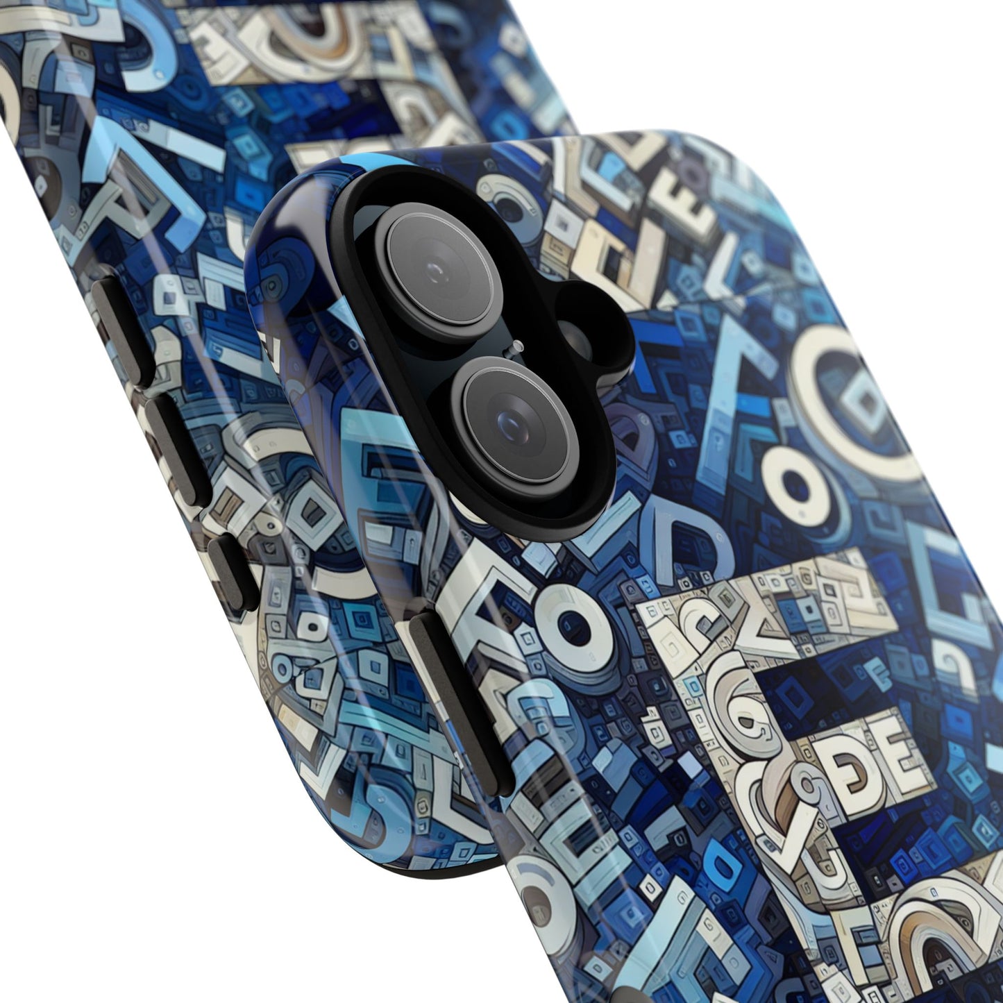 blue alphabet e phone case with 3d wrap design for stylish protection and personalised tech accessory for men and women