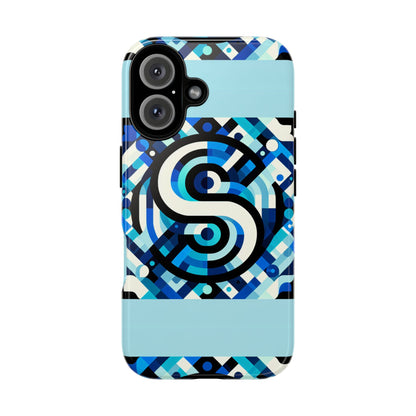 Letter Blue Alphabet S Phone Case with 3D Wrap Design for Stylish Protection and Unique Retro Anime Comic Style