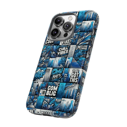 Vibrant 3D Wrap Protective Phone Case in Blue Urban Aesthetic Design for Stylish Smartphone Protection Compatible with iPhone 13, 14, 15 & 16 – All Models Including Pro, Pro Max & Plus