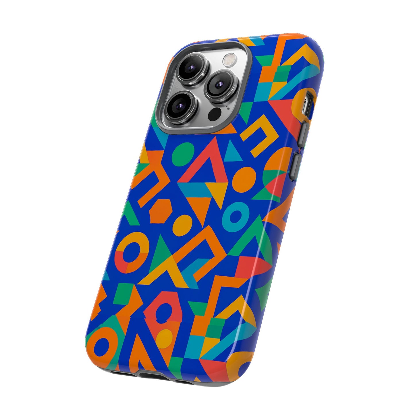 multicolour geometric 3d wrap protective phone case – vibrant accessory for creative individuals compatible with iphone 13, 14, 15 & 16 – all models including pro, pro max & plus