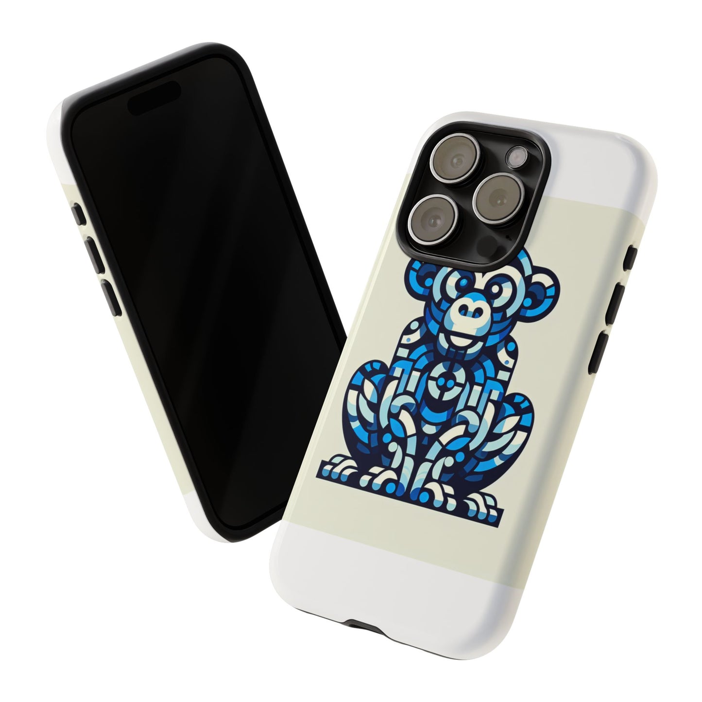vibrant blue 3d wrap phone case with playful monkey design for creative individuals compatible with iphone 13, 14, 15 & 16 – all models including pro, pro max & plus