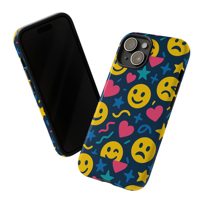 Vibrant Multicolour Emoji Phone Case with 3D Wrap Design for Playful Protection Compatible with iPhone 13, 14, 15 & 16 – all models including Pro, Pro Max & Plus