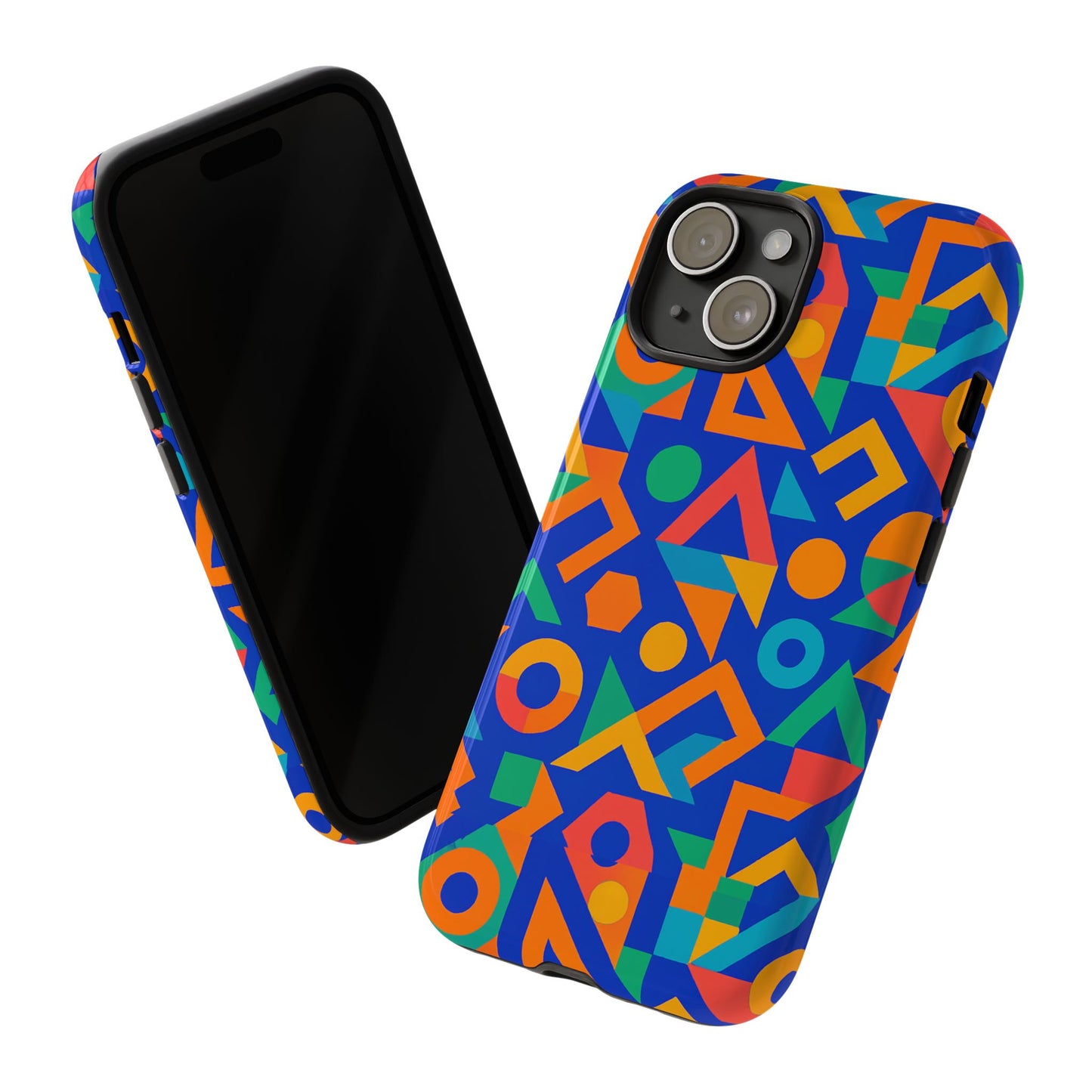 multicolour geometric 3d wrap protective phone case – vibrant accessory for creative individuals compatible with iphone 13, 14, 15 & 16 – all models including pro, pro max & plus
