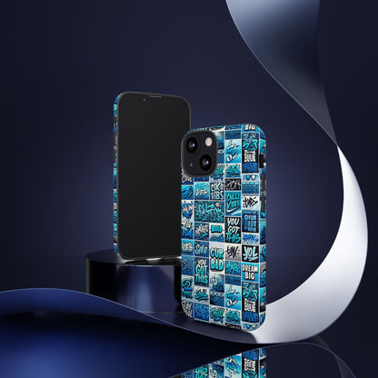 Vibrant Blue 3D Wrap Protective Phone Case Featuring Retro Alphabet Design for Stylish Smartphone Protection Compatible with iPhone 13, 14, 15 & 16 – all models including Pro, Pro Max & Plus