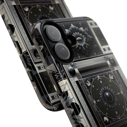 Pattern Image 4 Vibrant Shockproof Phone Case for Anime and Comic Fans, Geometric Black and Silver Design, Durable Protective Cover Compatible with iPhone 13, 14, 15 & 16 – all models including Pro, Pro Max & Plus