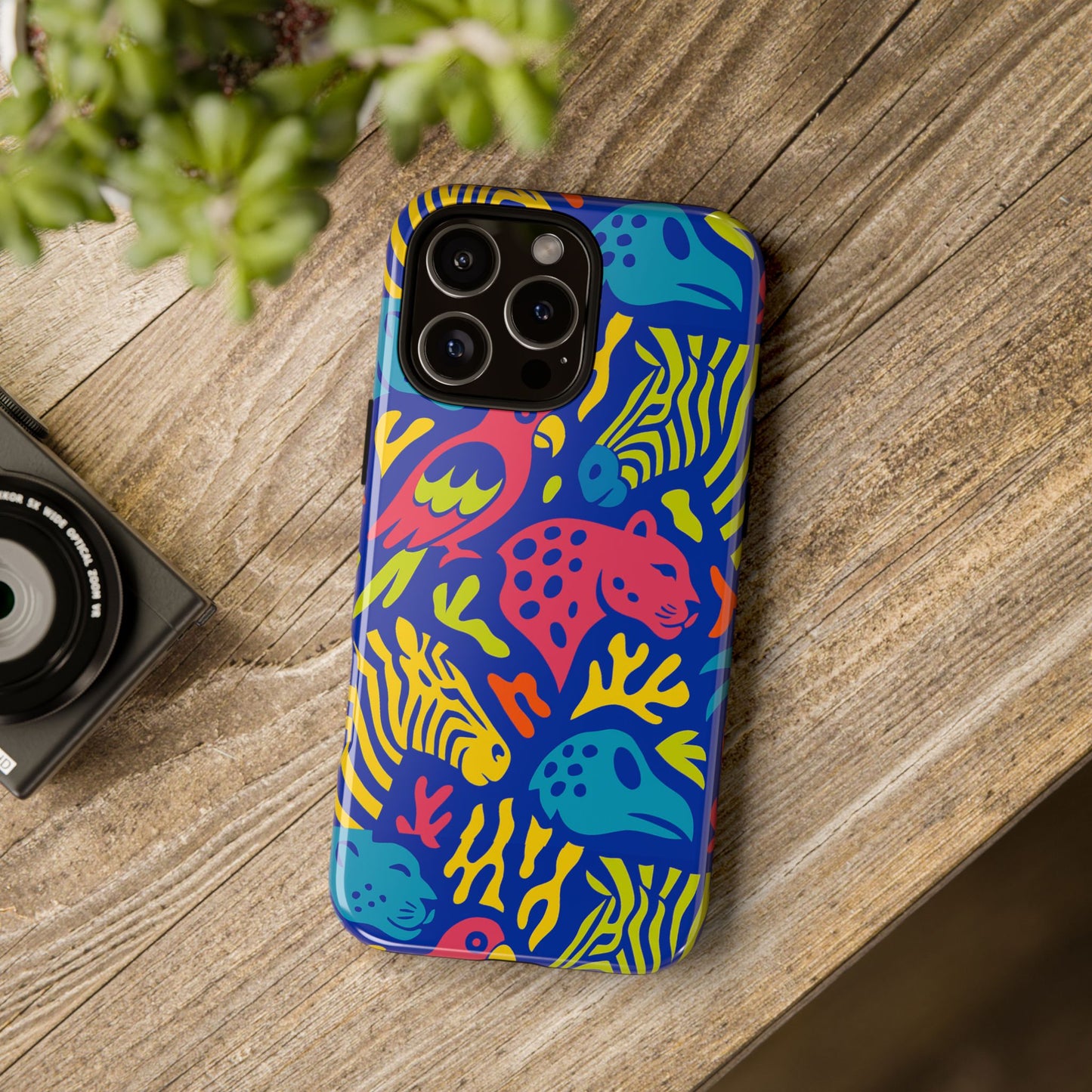 vibrant animal print protective phone case for stylish protection with multicolour design – compatible with iphone 13, 14, 15 & 16 – all models including pro, pro max & plus
