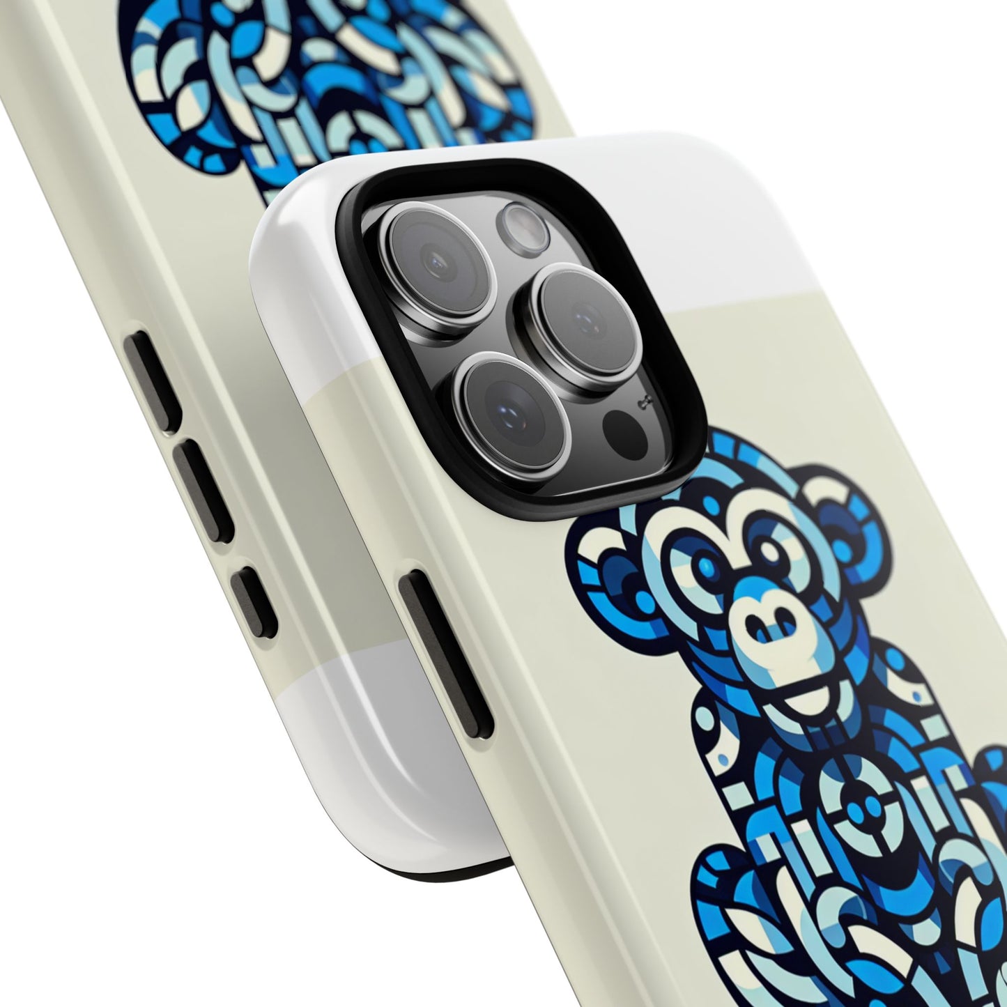 vibrant blue 3d wrap phone case with playful monkey design for creative individuals compatible with iphone 13, 14, 15 & 16 – all models including pro, pro max & plus