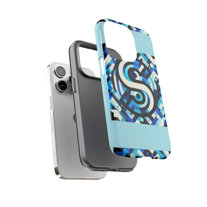 Letter Blue Alphabet S Phone Case with 3D Wrap Design for Stylish Protection and Unique Retro Anime Comic Style