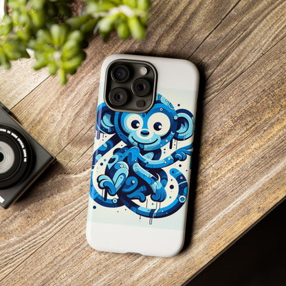 Protective 3D Wrap Phone Case with Playful Monkey Design in Blue – Stylish Protection for Men and Women Compatible with iPhone 13, 14, 15 & 16 – all models including Pro, Pro Max & Plus