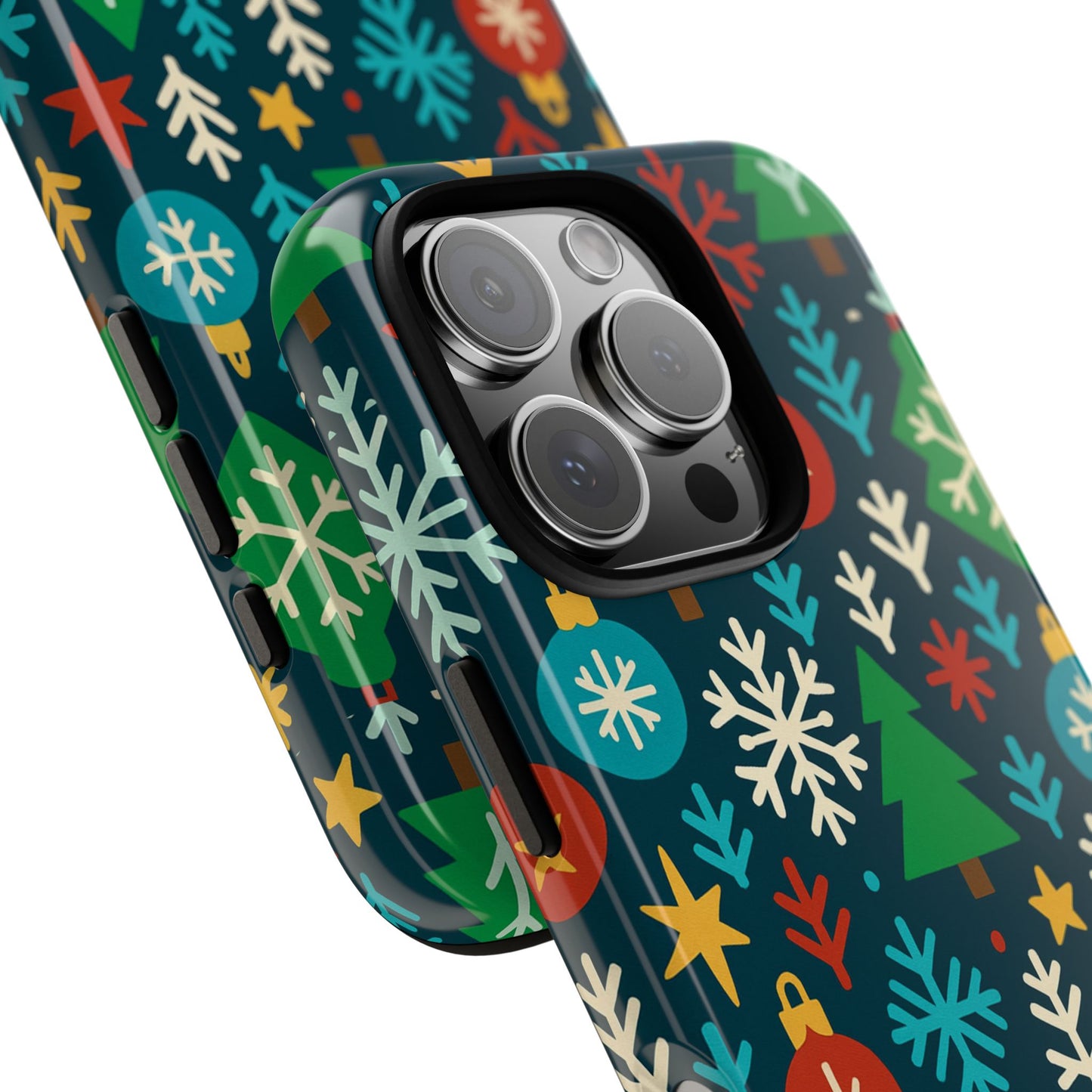 multicolour 3d wrap protective phone case with retro christmas design for stylish protection – compatible with iphone 13, 14, 15 & 16 – all models including pro, pro max & plus