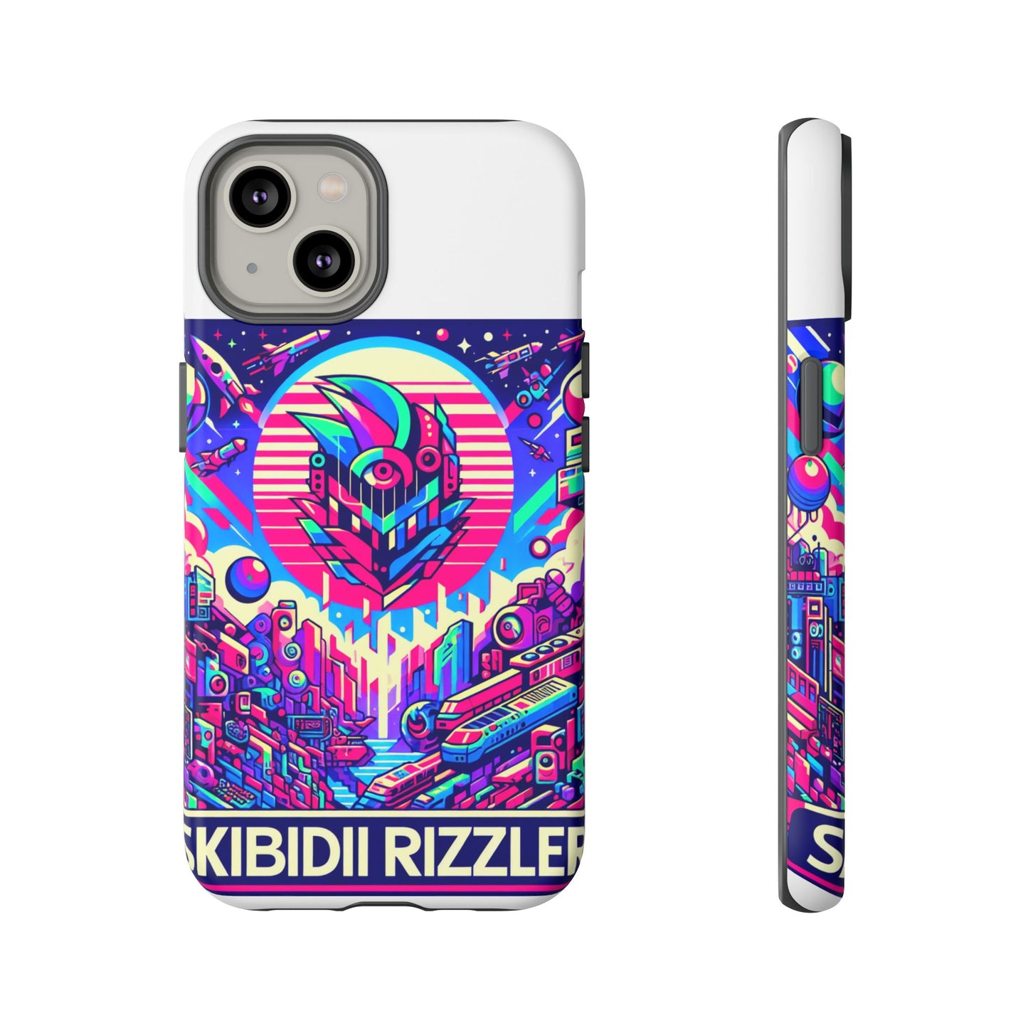skibidi rizzler protective phone case with 3d wrap design, shock absorbing tpu silicone, uv protected, ideal gift for anime and comic culture fans