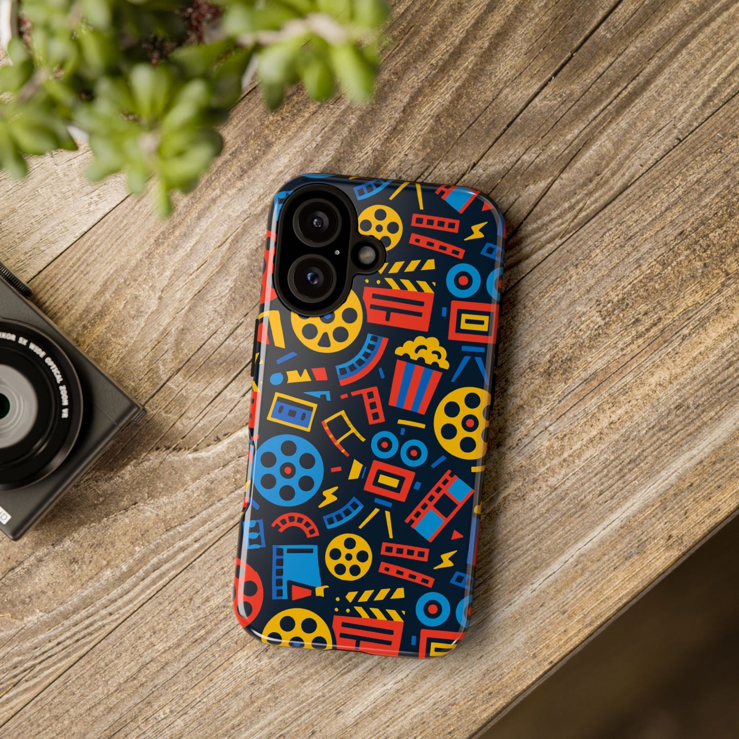 vibrant 3d film reel protective phone case for unique style and robust protection compatible with iphone 13, 14, 15 & 16 – all models including pro, pro max & plus