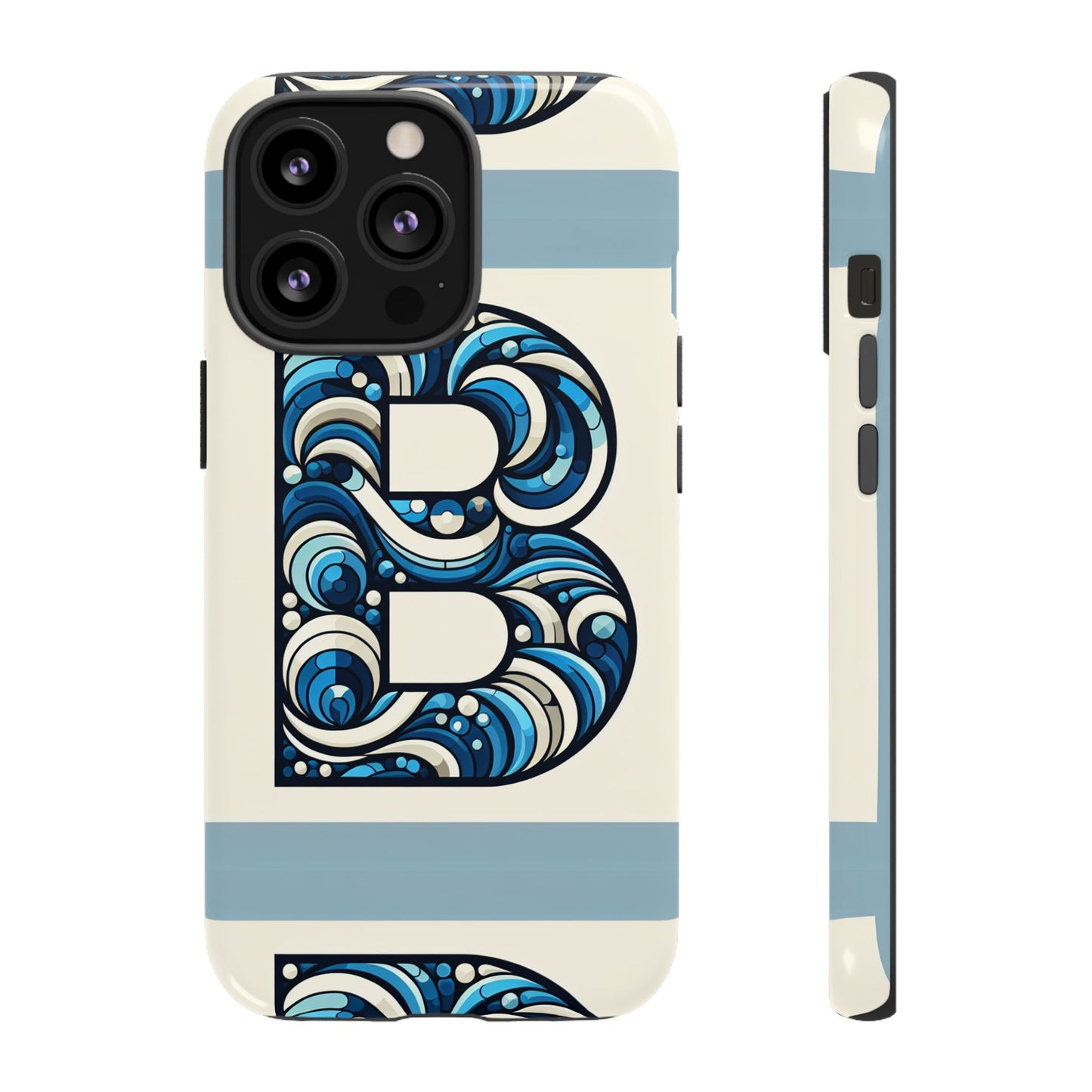 blue alphabet letter b phone case with 3d wrap and shock protection for kids and teens durable tpu cover with vibrant design