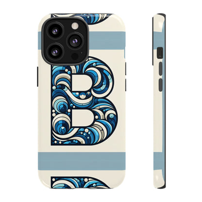 Blue Alphabet Letter B Phone Case with 3D Wrap and Shock Protection for Kids and Teens Durable TPU Cover with Vibrant Design