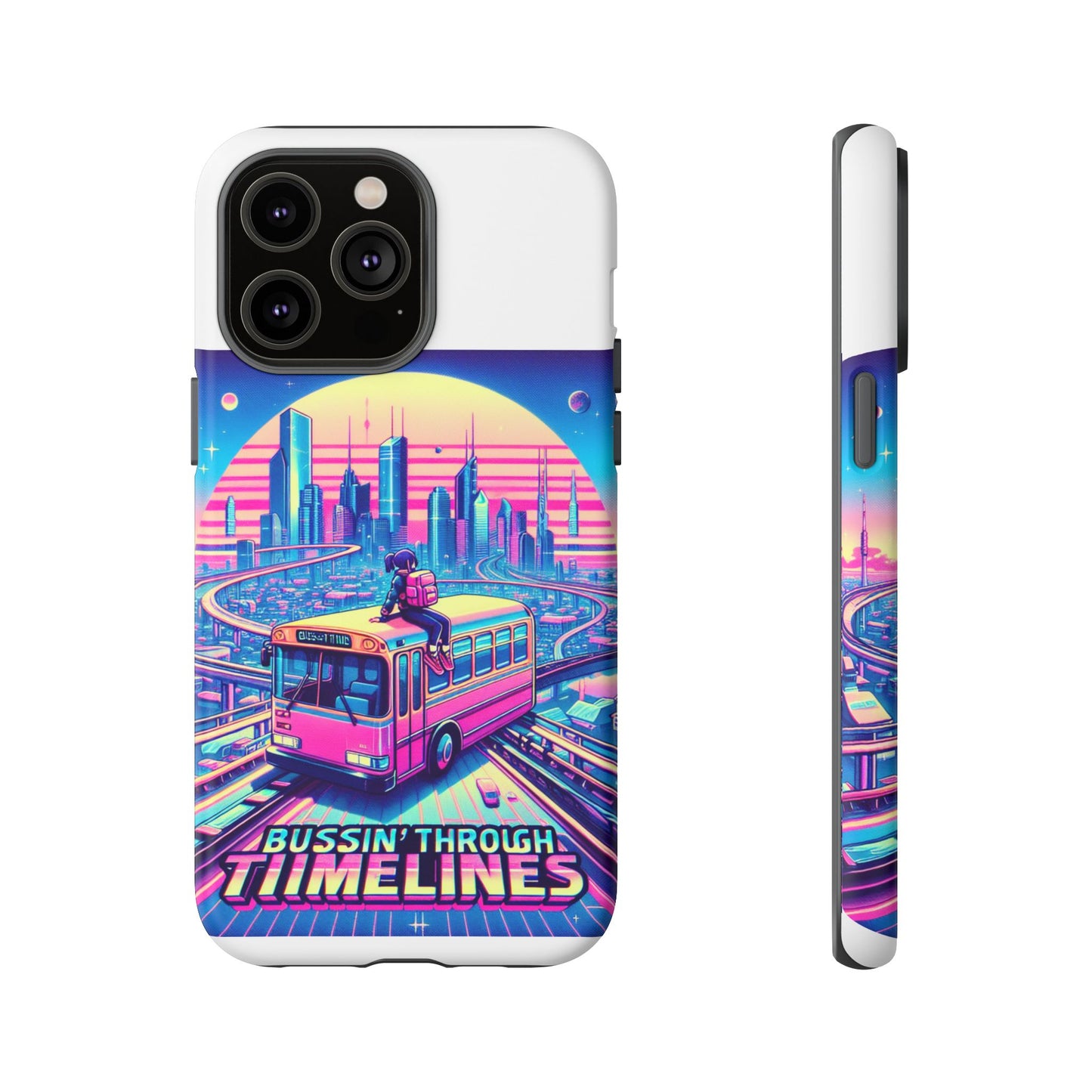 bussin through timelines protective phone case for anime lovers, durable 3d wrap design, shock absorbent tpu silicone, uv protected, stylish accessory for smartphones