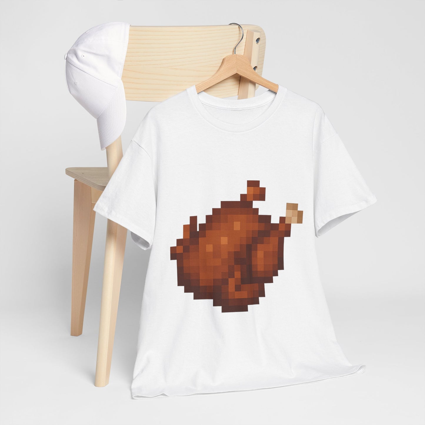 funny pixel turkey unisex heavy cotton tee for gamers - perfect thanksgiving shirt, casual wear, comfortable cotton tee, fun gamer apparel, holiday graphic tee