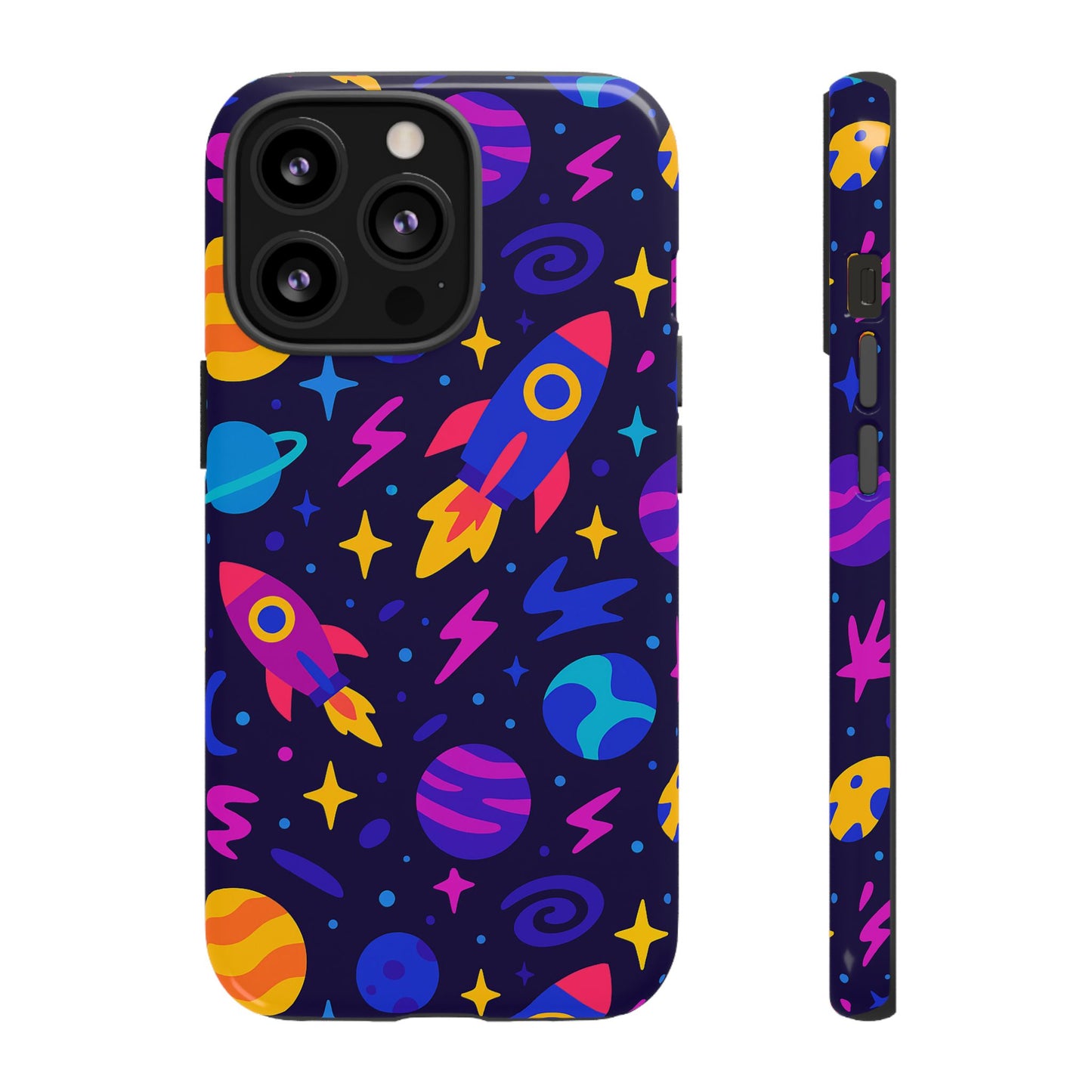 vibrant 3d wrap protective phone case with playful space theme for stylish self-expression compatible with iphone 13, 14, 15 & 16 – all models including pro, pro max & plus