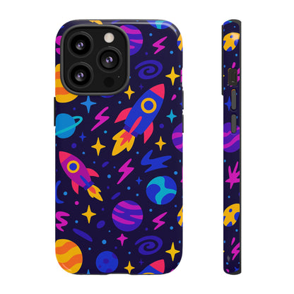 Vibrant 3D Wrap Protective Phone Case with Playful Space Theme for Stylish Self-Expression Compatible with iPhone 13, 14, 15 & 16 – all models including Pro, Pro Max & Plus