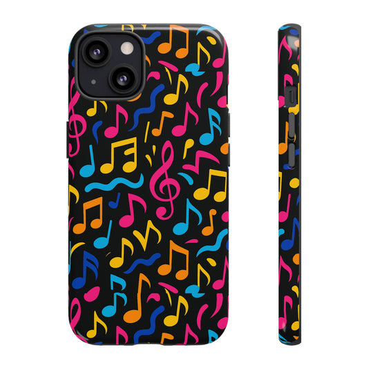 Vibrant Music Themed Phone Case with Colourful 3D Design – Stylish Protection for Music Lovers – Compatible with iPhone 13, 14, 15 & 16 – all models including Pro, Pro Max & Plus