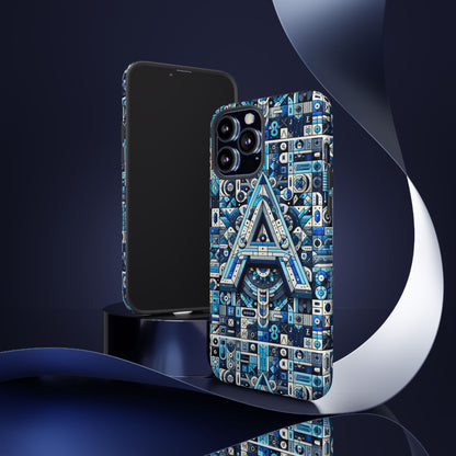 Blue Alphabet Letter A Phone Case for iPhone and Samsung Galaxy Durable Shockproof Cover with 3D Wrap Design Kids and Teenagers Gift