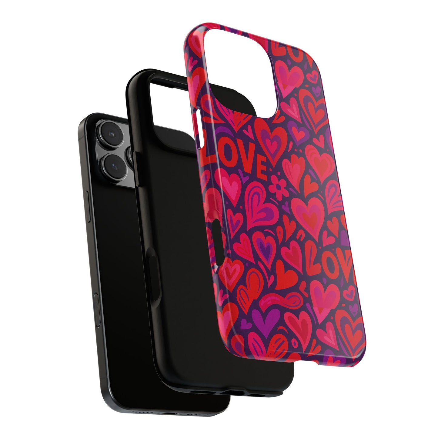 multicolour 3d heart pattern protective phone case for smartphones – vibrant design for stylish protection, compatible with iphone 13, 14, 15 & 16 – all models including pro, pro max & plus