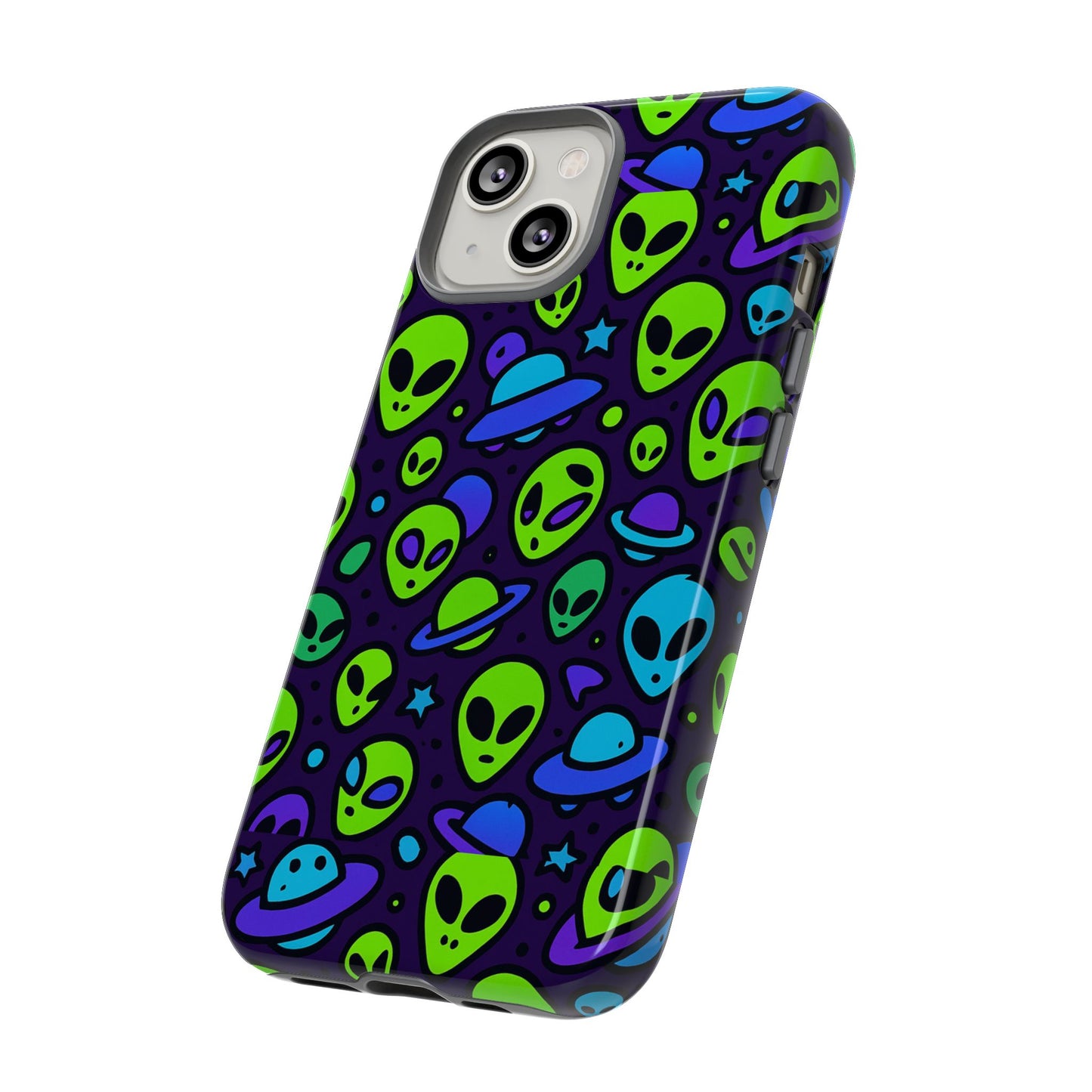 vibrant alien 3d wrap protective phone case in multicolour design for fun smartphone accessories compatible with iphone 13, 14, 15 & 16 – all models including pro, pro max & plus