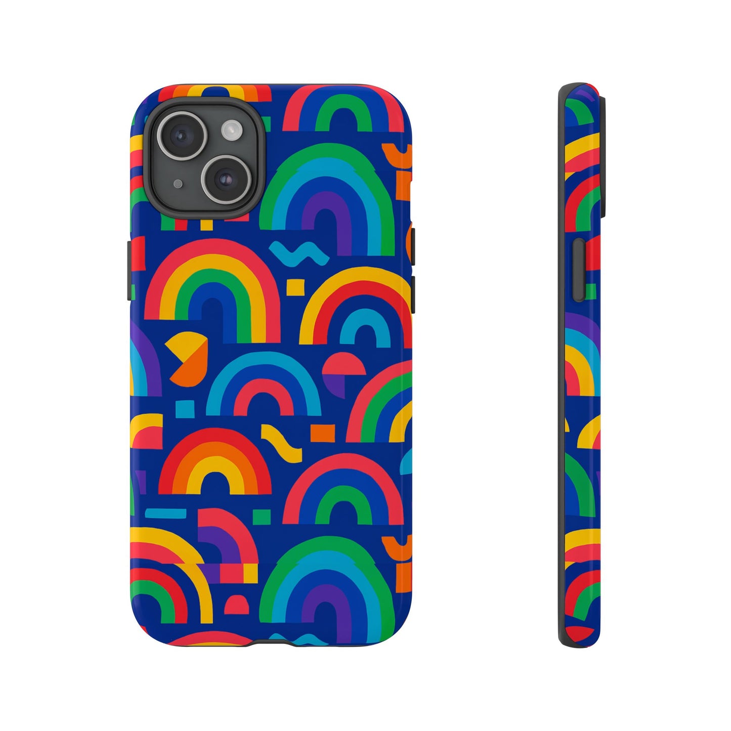 vibrant rainbow geometric 3d wrap protective phone case for stylish accessories compatible with iphone 13, 14, 15 & 16 – all models including pro, pro max & plus