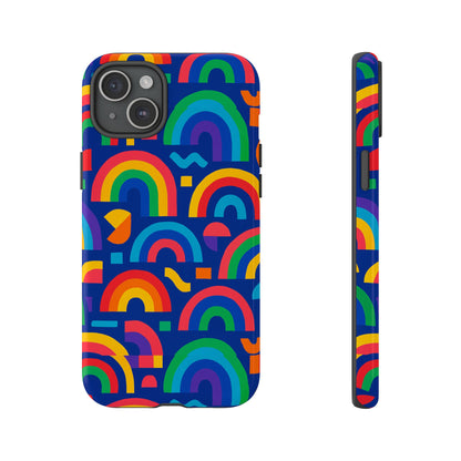 Vibrant Rainbow Geometric 3D Wrap Protective Phone Case for Stylish Accessories Compatible with iPhone 13, 14, 15 & 16 – All Models Including Pro, Pro Max & Plus
