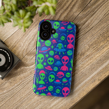 Vibrant Multicolour Alien 3D Wrap Phone Case in Retro Anime Style for Stylish Protection Compatible with iPhone 13, 14, 15 & 16 – all models including Pro, Pro Max & Plus