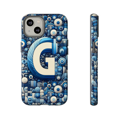 Blue Alphabet G Phone Case for iPhone and Android Shockproof Protective Cover with 3D Wrap Design and UV Protection