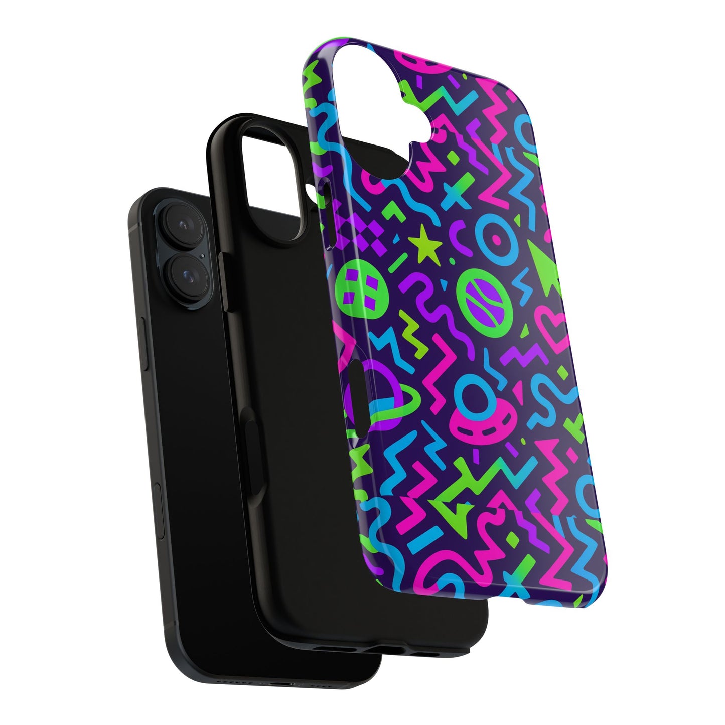 vibrant y2k abstract protective phone case with 3d wrap design for bold aesthetic compatible with iphone 13, 14, 15 & 16 – all models including pro, pro max & plus