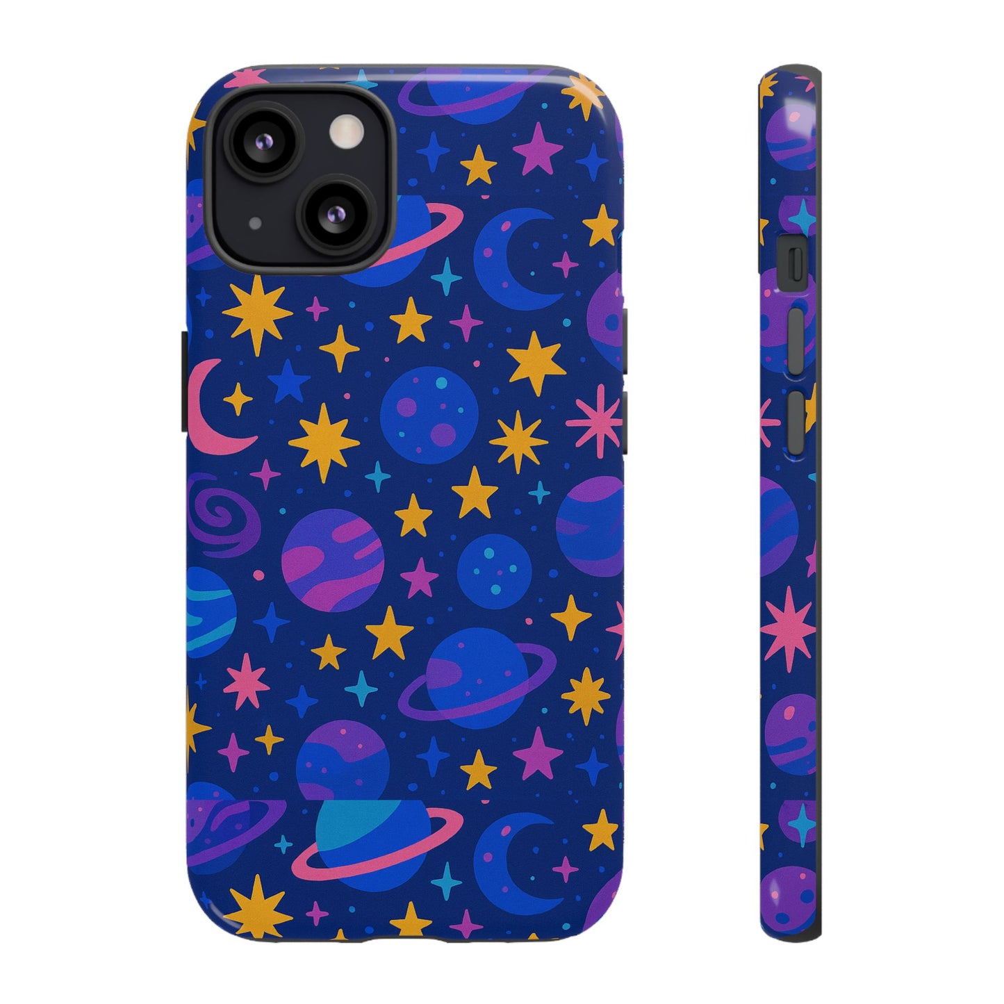 vibrant space theme protective phone case for unisex – colourful 3d design fashion accessory compatible with iphone 13, 14, 15 & 16 – all models including pro, pro max & plus