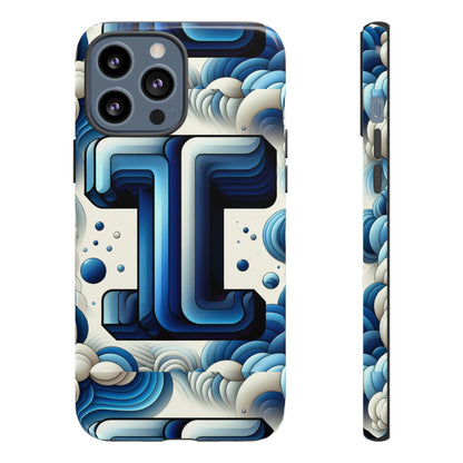 Blue Alphabet T Phone Case with 3D Wrap Design for Kids and Teens Shockproof TPU Cover with Vivid Colours and Anime-Inspired Graphics