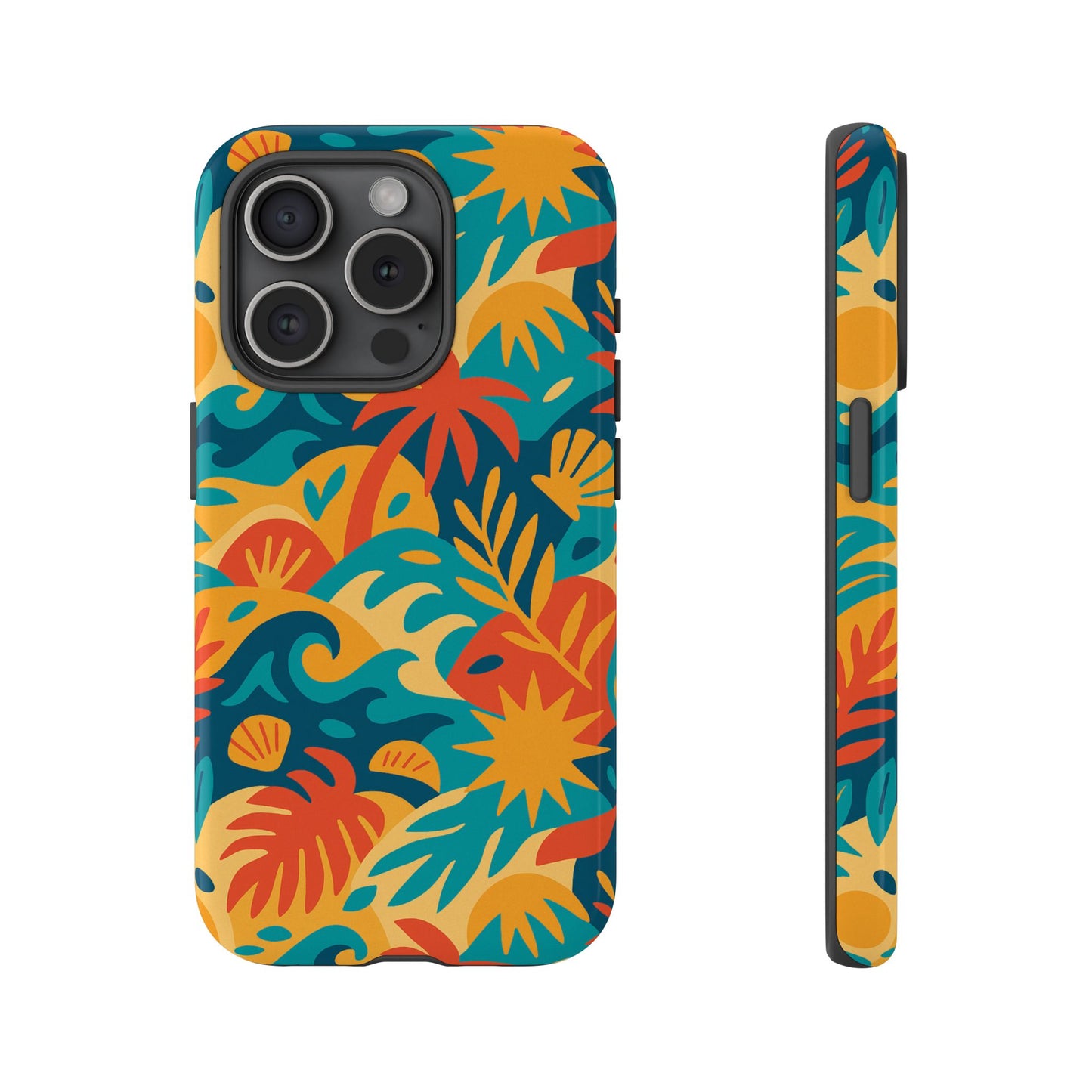vibrant tropical phone case for stylish protection with 3d wrap design – unisex fashion accessory compatible with iphone 13, 14, 15 & 16 – all models including pro, pro max & plus