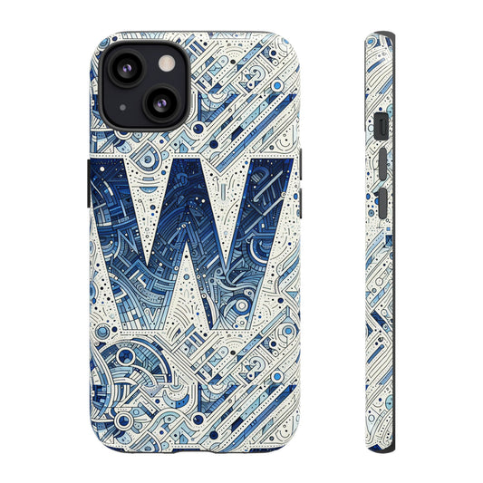 Blue Alphabet W Phone Case for Smartphones - Vibrant 3D Wrap Design with Shock Absorption and UV Protection, Suitable for Fans of Anime, Comics, and Unique Accessories