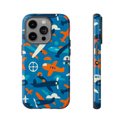 Vibrant 3D Airplane Print Phone Case in Blue – Fun Retro Design for Stylish Protection – Compatible with iPhone 13, 14, 15 & 16 – all models including Pro, Pro Max & Plus