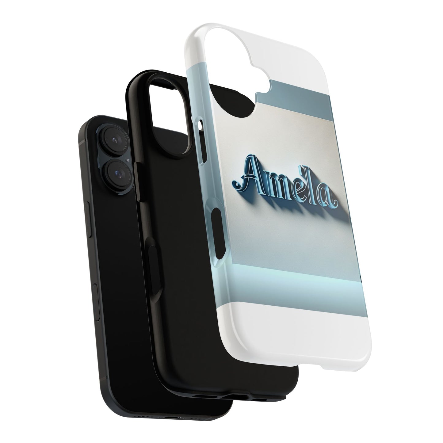 sleek 3d glossy phone case in blue with elegant name design fashion accessory for personal expression compatible with iphone 13, 14, 15 & 16 – all models including pro, pro max & plus