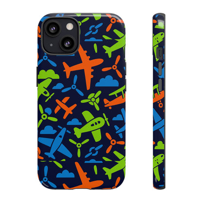 Vibrant Airplane Pattern Protective Phone Case for Colourful Accessory Durable Design Compatible with iPhone 13, 14, 15 & 16 – all models including Pro, Pro Max & Plus