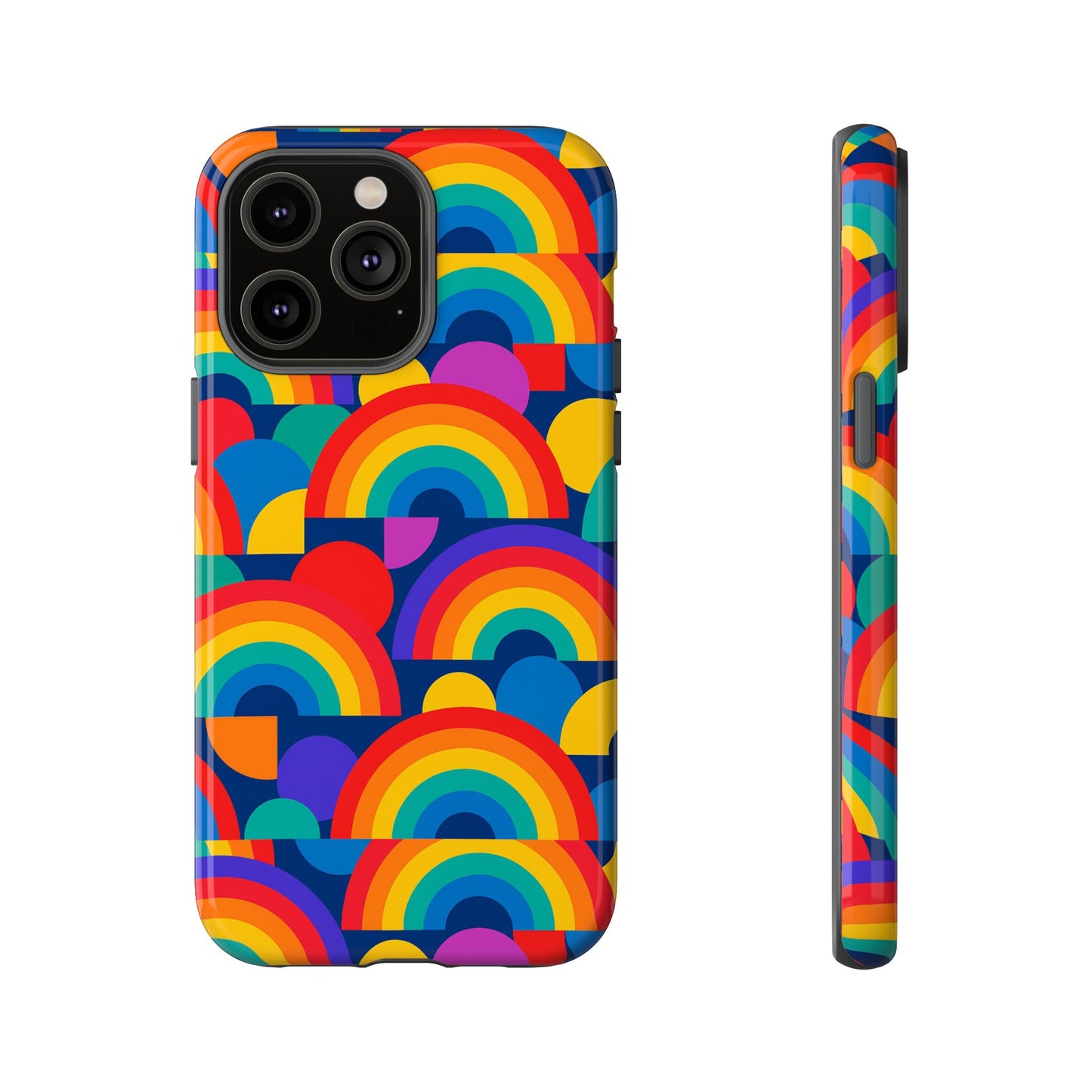multicolour rainbow design protective phone case – stylish 3d wrap finish for unique expression – compatible with iphone 13, 14, 15 & 16 – all models including pro, pro max & plus