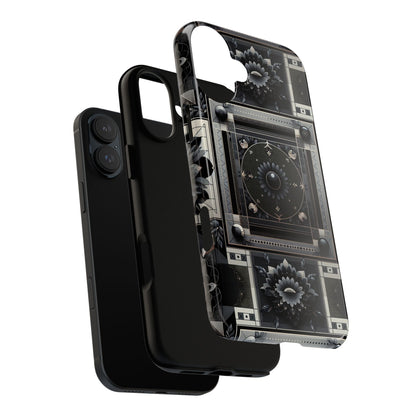 Pattern Image 4 Vibrant Shockproof Phone Case for Anime and Comic Fans, Geometric Black and Silver Design, Durable Protective Cover Compatible with iPhone 13, 14, 15 & 16 – all models including Pro, Pro Max & Plus