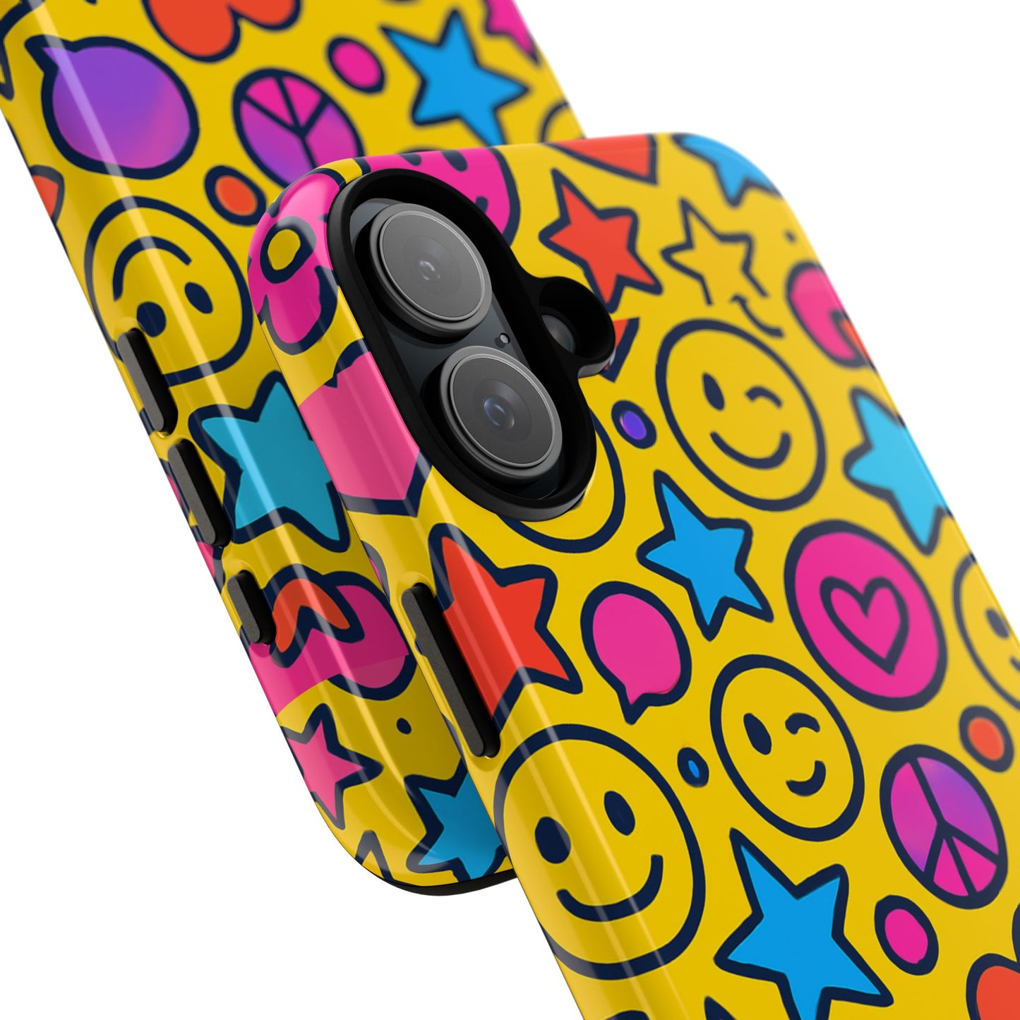 multicolour emoji protective phone case with 3d wrap design for stylish protection and individual expression compatible with iphone 13, 14, 15 & 16 – all models including pro, pro max & plus