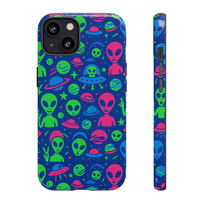 Vibrant Multicolour Alien 3D Wrap Phone Case in Retro Anime Style for Stylish Protection Compatible with iPhone 13, 14, 15 & 16 – all models including Pro, Pro Max & Plus
