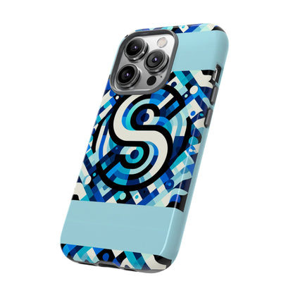 Letter Blue Alphabet S Phone Case with 3D Wrap Design for Stylish Protection and Unique Retro Anime Comic Style