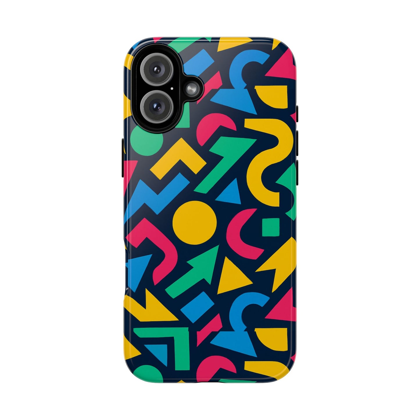 vibrant 3d geometric print phone case for men and women – stylish protection with multicolour design, compatible with iphone 13, 14, 15 & 16 – all models including pro, pro max & plus