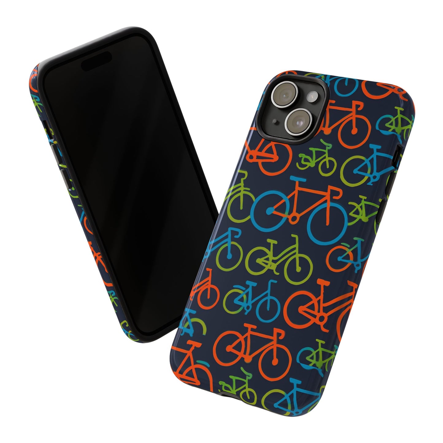 multicolour bicycle print protective phone case for smartphones – vibrant style and trendy accessory compatible with iphone 13, 14, 15 & 16 – all models including pro, pro max & plus