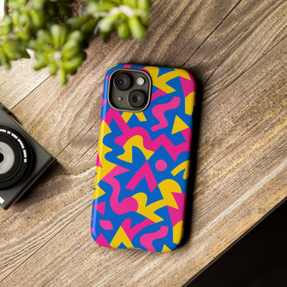 Vibrant Y2K Geometric Protective Phone Case with 3D Wrap Design for Unique Style Compatible with iPhone 13, 14, 15 & 16 – all models including Pro, Pro Max & Plus