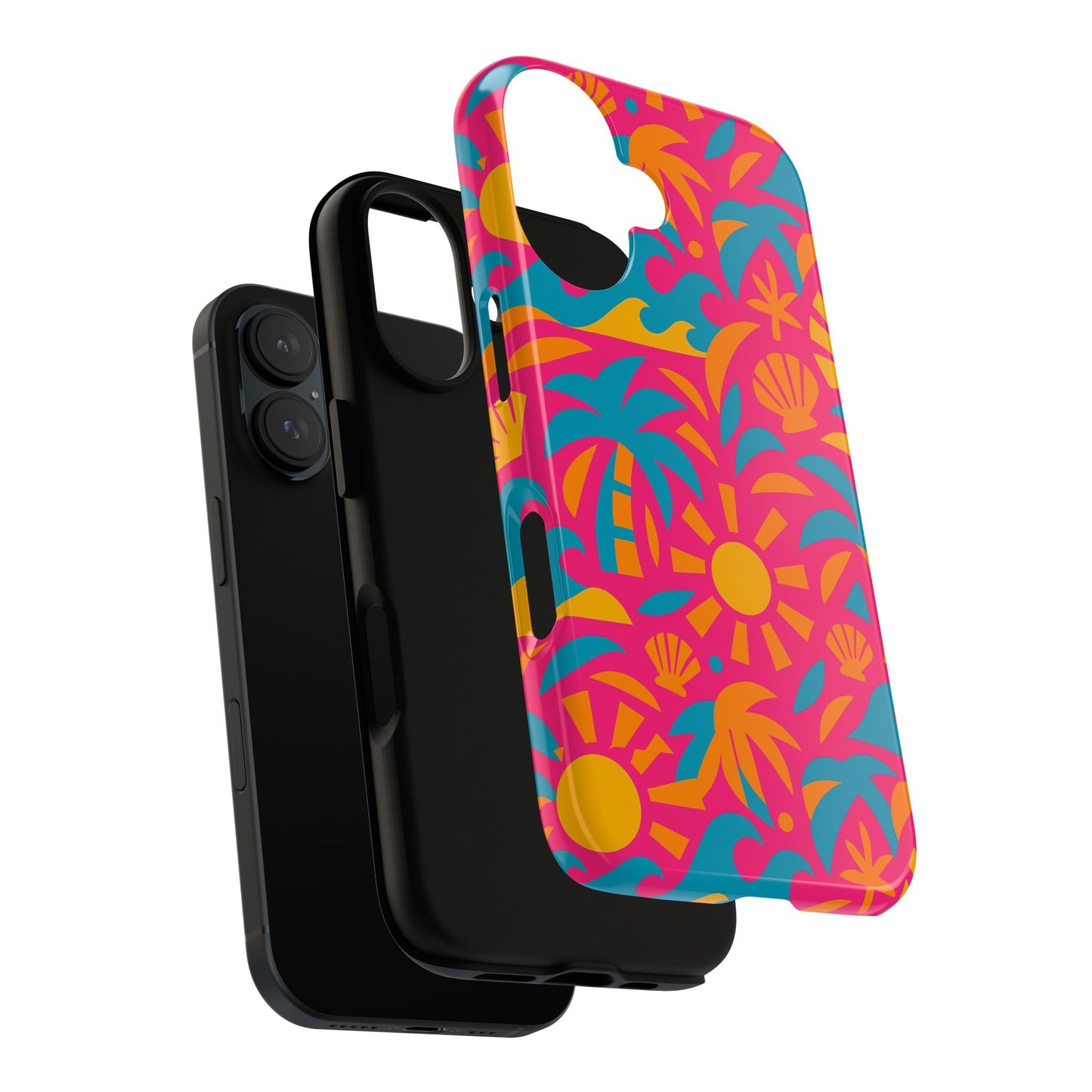 vibrant tropical 3d wrap design protective phone case with retro style – bold accessory for self-expression compatible with iphone 13, 14, 15 & 16 – all models including pro, pro max & plus