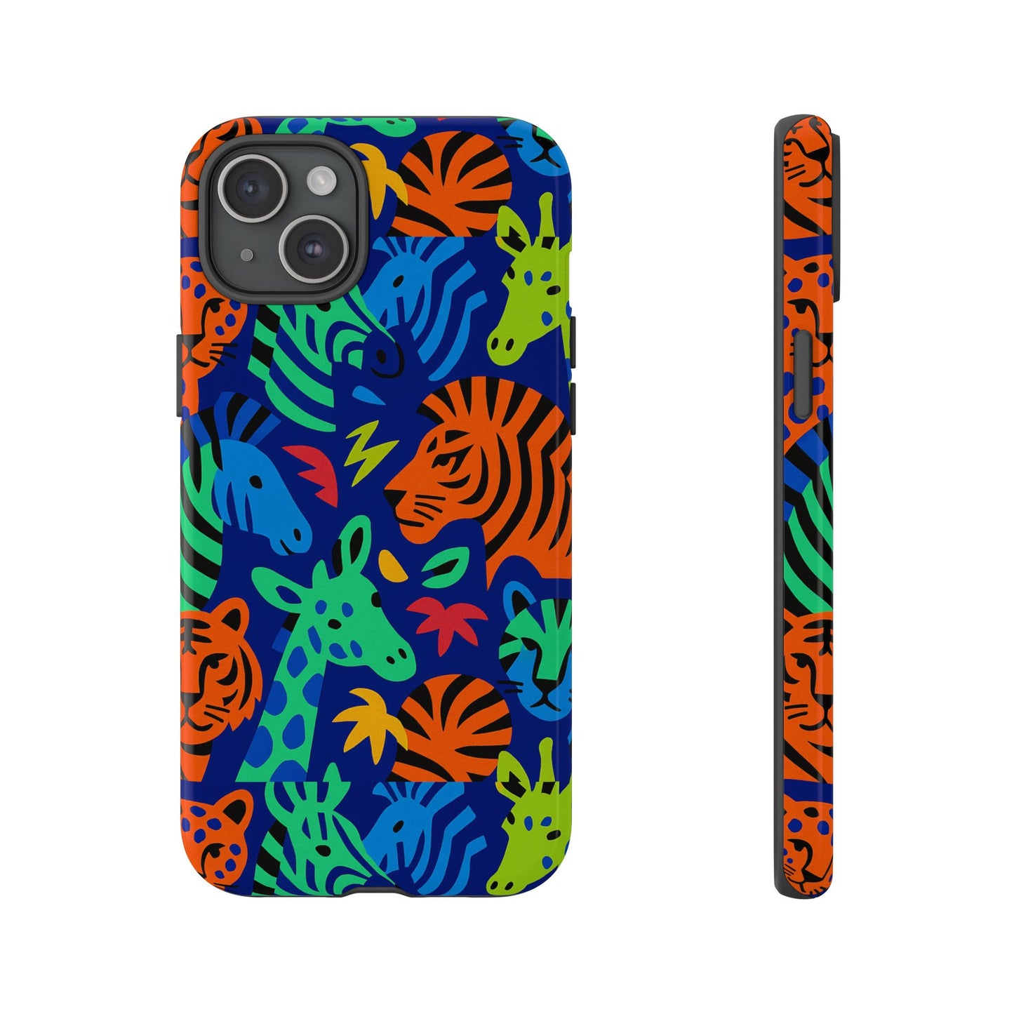 vibrant animal print 3d wrap protective phone case stylish accessory for men and women compatible with iphone 13, 14, 15 & 16 – all models including pro, pro max & plus