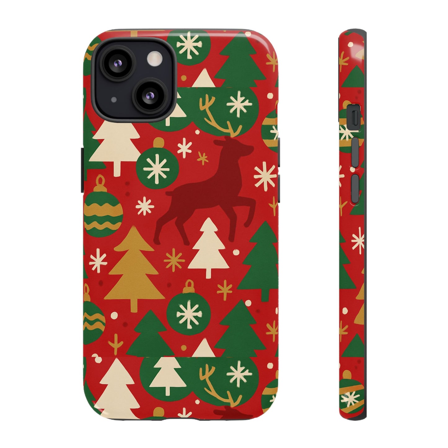 vibrant red christmas phone case with festive 3d design for stylish protection compatible with iphone 13, 14, 15 & 16 – all models including pro, pro max & plus